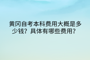 黃岡自考本科費(fèi)用大概是多少錢？具體有哪些費(fèi)用？