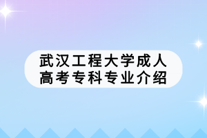 武漢工程大學(xué)成人高考?？茖I(yè)介紹