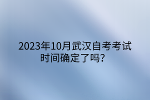 2023年10月武漢自考考試時間確定了嗎？