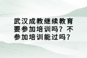 武漢成教繼續(xù)教育要參加培訓(xùn)嗎？不參加培訓(xùn)能過嗎？