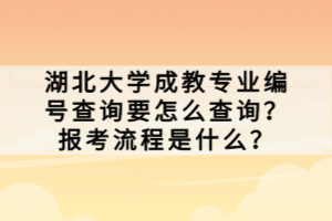 湖北大學(xué)成教專業(yè)編號查詢要怎么查詢？報考流程是什么？