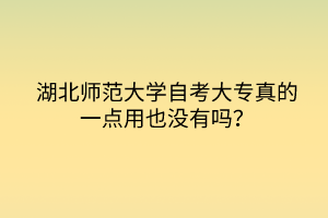 湖北師范大學(xué)自考大專真的一點用也沒有嗎？