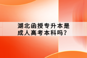 湖北函授專升本是成人高考本科嗎？