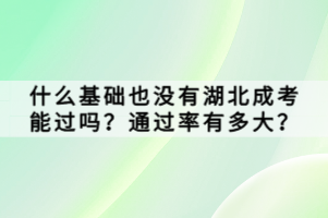 什么基礎也沒有湖北成考能過嗎？通過率有多大？