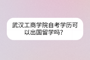 武漢工商學(xué)院自考學(xué)歷可以出國(guó)留學(xué)嗎？