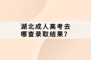 湖北成人高考去哪查錄取結(jié)果？