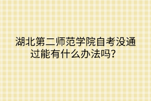 湖北第二師范學(xué)院自考沒通過能有什么辦法嗎？
