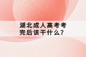 湖北成人高考考完后該干什么？