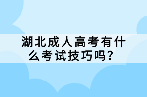 湖北成人高考有什么考試技巧嗎？