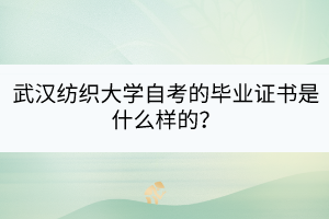 武漢紡織大學(xué)自考的畢業(yè)證書是什么樣的？