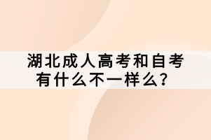 湖北成人高考和自考有什么不一樣么？