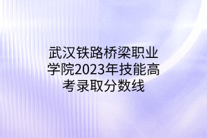 武漢鐵路橋梁職業(yè)學院2023年技能高考錄取分數線