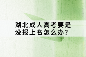 湖北成人高考要是沒(méi)報(bào)上名怎么辦？