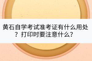 黃石自學(xué)考試準(zhǔn)考證有什么用處？打印時要注意什么？