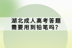 湖北成人高考答題需要用到鉛筆嗎？