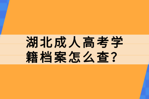 湖北成人高考學籍檔案怎么查？