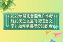 2022年湖北普通專升本考前20天怎么復(fù)習(xí)漢語言文學(xué)？如何掌握得分知識點