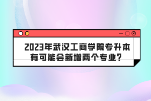 2023年武漢工商學院專升本有可能會新增兩個專業(yè)？