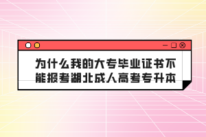 為什么我的大專畢業(yè)證書不能報考湖北成人高考專升本？