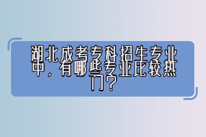 湖北成考專科招生專業(yè)中，有哪些專業(yè)比較熱門？