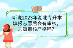 聽說2023年湖北專升本填報志愿后會有審核，志愿審核嚴(yán)格嗎？