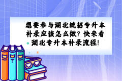想要參與湖北統(tǒng)招專升本補錄應(yīng)該怎么做？快來看湖北專升本補錄流程！