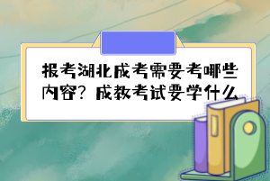 報考湖北成考需要考哪些內(nèi)容？成教考試要學(xué)什么？