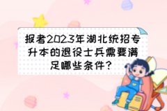 報考2023年湖北統(tǒng)招專升本的退役士兵需要滿足哪些條件？