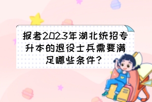 報考2023年湖北統(tǒng)招專升本的退役士兵需要滿足哪些條件？