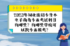 2023年湖北統(tǒng)招專升本電子商務(wù)專業(yè)考試科目有哪些？有哪些學(xué)?？梢钥鐚I(yè)報(bào)考？