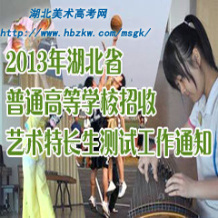 2013年湖北學(xué)校招收藝術(shù)特長生測(cè)試工作公告