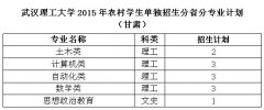 2015年武漢理工大學(xué)農(nóng)村學(xué)生單獨(dú)招生分省分專業(yè)計(jì)劃（甘肅）