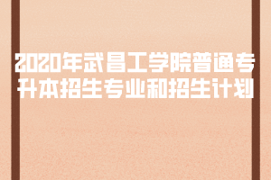 2020年武昌工學院普通專升本招生專業(yè)和招生計劃