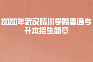 2020年武漢晴川學院普通專升本招生簡章