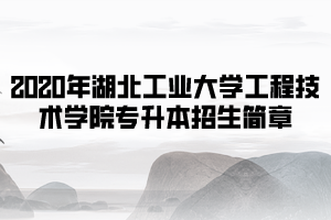2020年湖北工業(yè)大學工程技術(shù)學院專升本招生簡章