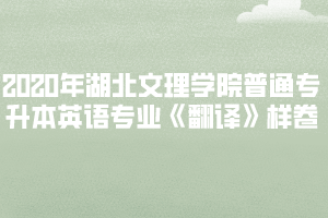 2020年湖北文理學(xué)院普通專升本英語(yǔ)專業(yè)《翻譯》樣卷