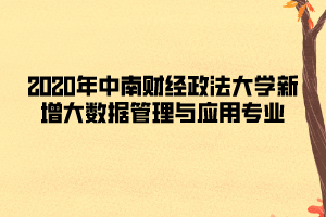 2020年中南財經(jīng)政法大學(xué)新增大數(shù)據(jù)管理與應(yīng)用專業(yè)