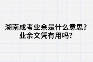 湖南成考業(yè)余是什么意思？業(yè)余文憑有用嗎？