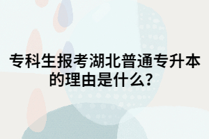 ?？粕鷪?bào)考湖北普通專升本的理由是什么？