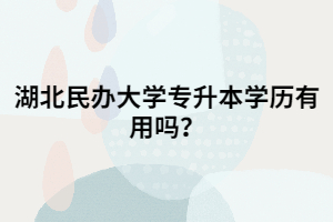 湖北民辦大學專升本學歷有用嗎？