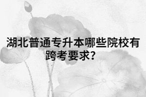 湖北普通專升本哪些院校有跨考要求？
