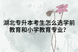 湖北專升本考生怎么選學(xué)前教育和小學(xué)教育專業(yè)？