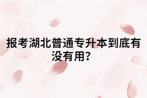 報(bào)考湖北普通專升本到底有沒有用？