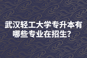 武漢輕工大學(xué)專升本有哪些專業(yè)在招生？