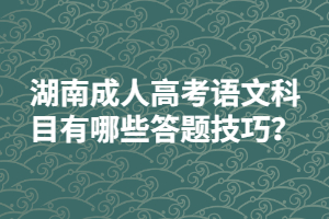 湖南成人高考語文科目有哪些答題技巧？