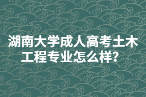 湖南大學(xué)成人高考土木工程專業(yè)怎么樣？