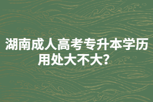 湖南成人高考專升本學歷用處大不大？