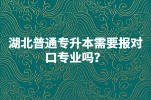 湖北普通專升本需要報對口專業(yè)嗎？