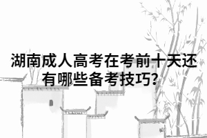 湖南成人高考在考前十天還有哪些備考技巧？