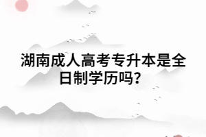 湖南成人高考專(zhuān)升本是全日制學(xué)歷嗎？